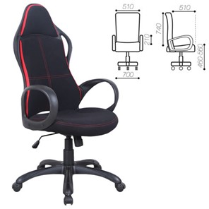 Кресло компьютерное Brabix Premium Force EX-516 (ткань, черное/вставки красные) 531571 в Магадане - предосмотр 1