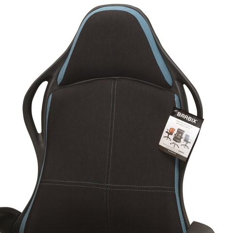 Компьютерное кресло Brabix Premium Force EX-516 (ткань, черное/вставки синие) 531572 в Магадане - изображение 8