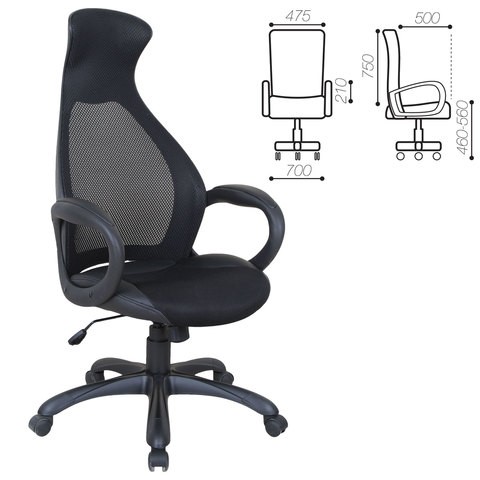 Кресло Brabix Premium Genesis EX-517 (пластик черный, ткань/экокожа/сетка черная)   531574 в Магадане - изображение 1