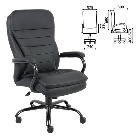 Офисное кресло BRABIX PREMIUM "Heavy Duty HD-001", усиленное, НАГРУЗКА до 200 кг, экокожа, 531015 в Магадане - изображение 1