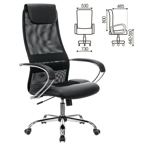 Компьютерное кресло Brabix Premium Stalker EX-608 CH (хром, ткань-сетка/кожзам, черное) 532091 в Магадане - изображение 10