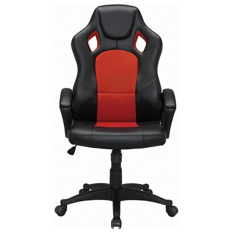 Кресло компьютерное Brabix Rider EX-544 (экокожа черная/ткань красная) 531583 в Магадане - изображение 3