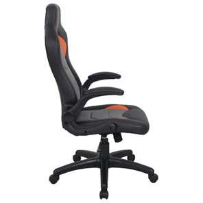Офисное кресло BRABIX "Skill GM-005", откидные подлокотники, экокожа, черное/оранжевое, 532495 в Магадане - предосмотр 1