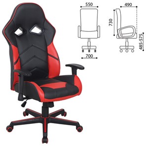 Офисное кресло BRABIX "Storm GM-006", регулируемые подлокотники, экокожа, черное/красное, 532500 в Магадане - предосмотр 8