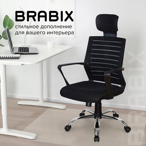 Кресло Brabix Victory MG-016 (подголовник, хром, черное) 531924 в Магадане - изображение 15
