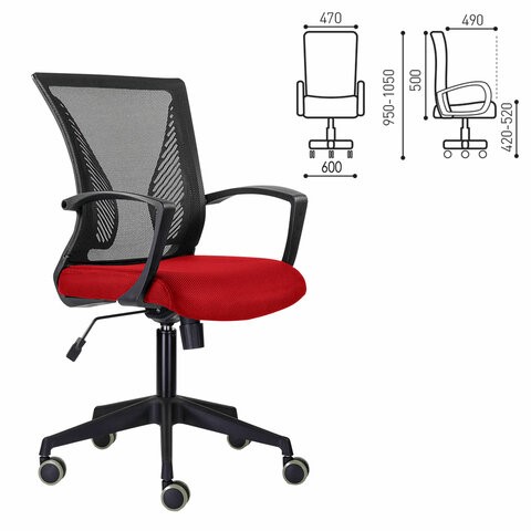 Компьютерное кресло Brabix Wings MG-309 (пластик черный, сетка, черное/красное) 532014 в Магадане - изображение 10