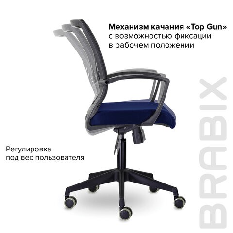 Кресло офисное Brabix Wings MG-309 (пластик черный, сетка, черное/синее) 532013 в Магадане - изображение 9