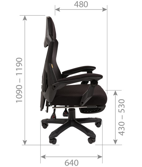 Кресло компьютерное CHAIRMAN 571 с подставкой для ног , Сетчатый акрил черный / Полиэстер черный в Магадане - изображение 7