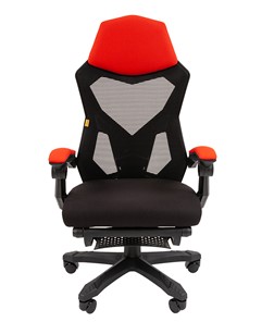 Кресло CHAIRMAN 571 с подставкой для ног , сетчатый акрил / полиэстер черный/красный в Магадане - предосмотр 1