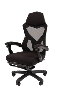 Кресло компьютерное CHAIRMAN 571 с подставкой для ног , Сетчатый акрил черный / Полиэстер черный в Магадане - предосмотр 5