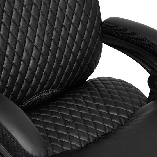 Компьютерное кресло CHIEF кож/зам/ткань, черный/черный стеганный/черный, 36-6/36-6/11 арт.12851 в Магадане - изображение 7