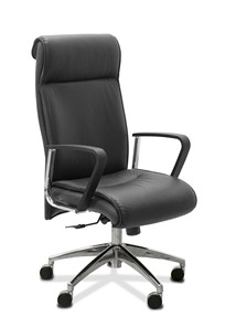 Офисное кресло для руководителя Dark, (трапеция) натуральная кожа с компаньоном / черная в Магадане - предосмотр