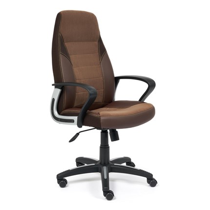Компьютерное кресло INTER кож/зам/флок/ткань, коричневый, 36-36/6/TW-24 арт.15028 в Магадане - изображение