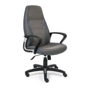 Кресло офисное INTER кож/зам/флок/ткань, серый/металлик, C-36/29/TW-12 арт.15029 в Магадане