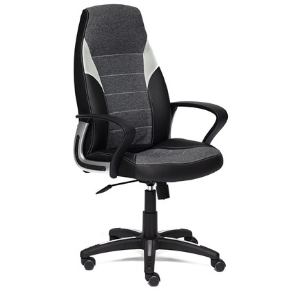 Кресло офисное INTER кож/зам/ткань, черный/серый/серый, 36-6/207/14 арт.12017 в Магадане - изображение