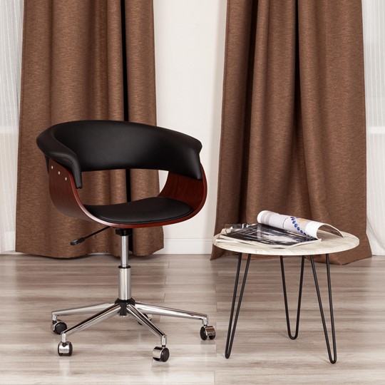 Кресло VIMTA орех, кож/зам черный, арт.13663 в Магадане - изображение 11