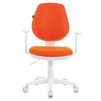Компьютерное кресло Brabix Fancy MG-201W (с подлокотниками, пластик белый, оранжевое) в Магадане - изображение