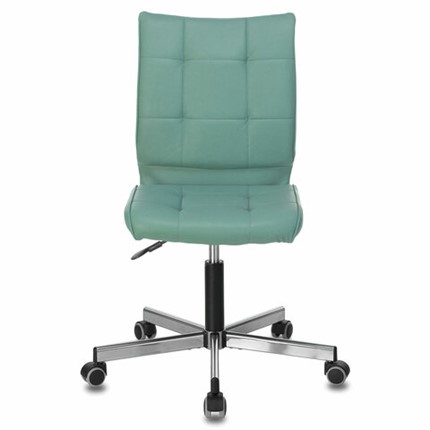 Кресло офисное Brabix Stream MG-314 (без подлокотников, пятилучие серебристое, экокожа, серо-голубое) в Магадане - изображение