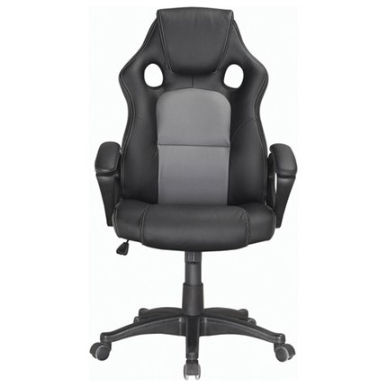 Офисное кресло Brabix Rider Plus EX-544 КОМФОРТ (экокожа, черное/серое) 531582 в Магадане - изображение