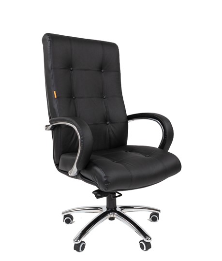 Кресло компьютерное CHAIRMAN 424 Кожа черная в Магадане - изображение 1