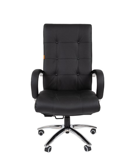 Кресло компьютерное CHAIRMAN 424 Кожа черная в Магадане - изображение 2