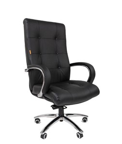 Кресло компьютерное CHAIRMAN 424 Кожа черная в Магадане