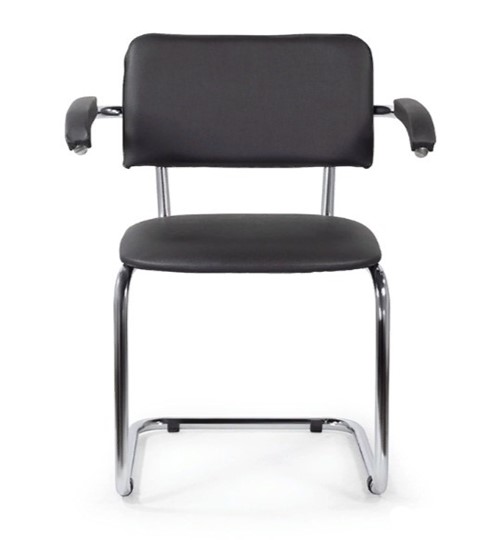 Офисный стул для посетителей Sylwia chrome arm P60, кож/зам V в Магадане - изображение 1