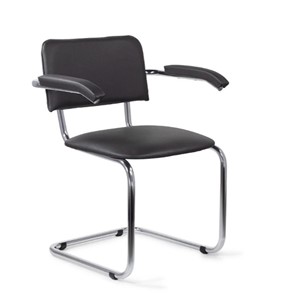 Офисный стул для посетителей Sylwia chrome arm P60, кож/зам V в Магадане - предосмотр