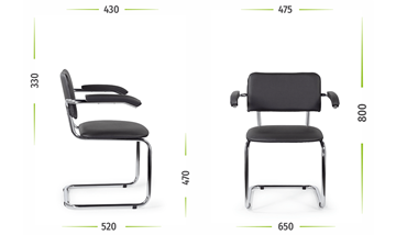 Офисный стул для посетителей Sylwia chrome arm P60, кож/зам V в Магадане - предосмотр 5