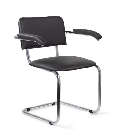Офисный стул для посетителей Sylwia chrome arm P60, кож/зам V в Магадане - изображение