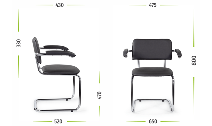 Офисный стул для посетителей Sylwia chrome arm P60, кож/зам V в Магадане - изображение 5