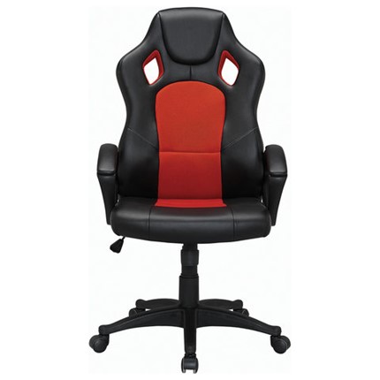 Кресло компьютерное Brabix Rider EX-544 (экокожа черная/ткань красная) 531583 в Магадане - изображение