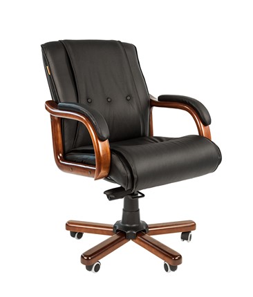 Офисное кресло CHAIRMAN 653M кожа черная в Магадане - изображение
