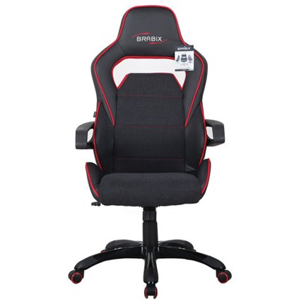 Кресло офисное Brabix Nitro GM-001 (ткань, экокожа, черное, вставки красные) 531816 в Магадане - изображение