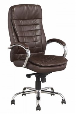 Кресло офисное J 9031-1 экокожа /хром, коричневый в Магадане - изображение