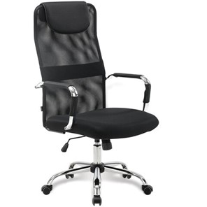 Офисное кресло Brabix Fit EX-514 (с подголовником, хром, черное) в Магадане