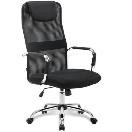 Офисное кресло Brabix Fit EX-514 (с подголовником, хром, черное) 531949 в Магадане - изображение