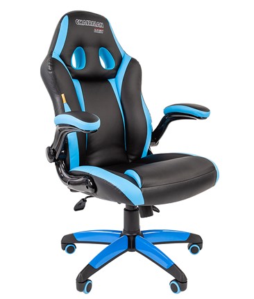Кресло компьютерное CHAIRMAN GAME 15, цвет черный / голубой в Магадане - изображение