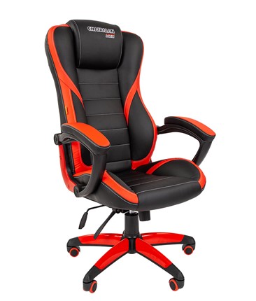 Компьютерное кресло CHAIRMAN GAME 22 эко кожа, черный/красный в Магадане - изображение