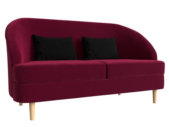 Прямой диван Атико, Бордовый\Черный (Микровельвет) в Магадане - изображение