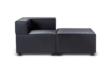Мягкий офисный диван Октава, 2-х местный, экокожа премиум / черная CN1114 в Магадане - предосмотр