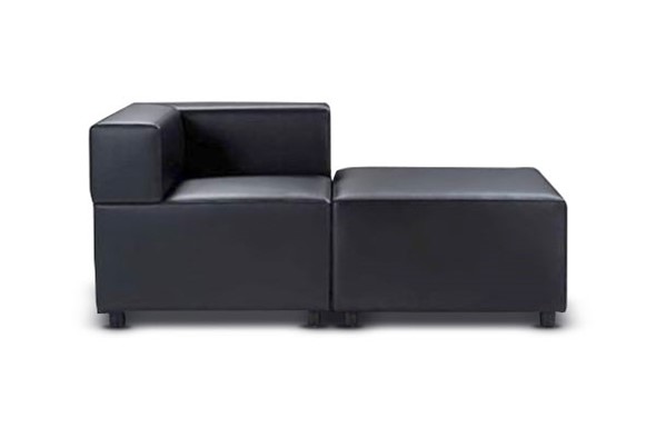 Мягкий офисный диван Октава, 2-х местный, экокожа премиум / черная CN1114 в Магадане - изображение