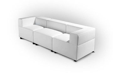 Мягкий офисный диван Октава, 3-х местный, экокожа премиум / светло-бежевая CN1112 в Магадане - предосмотр
