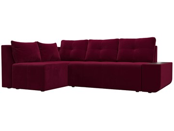 Угловой диван с оттоманкой Амадэус, Бордовый (микровельвет) в Магадане