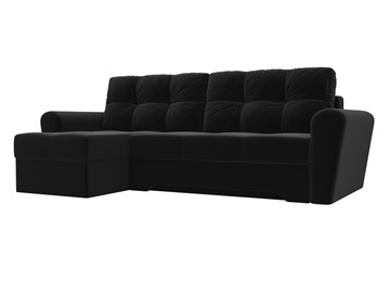 Угловой диван для гостиной Амстердам, Черный (микровельвет) в Магадане