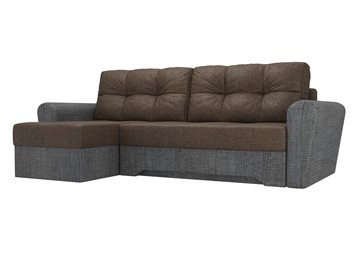 Угловой диван с оттоманкой Амстердам, Коричневый/Серый (рогожка) в Магадане