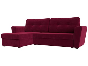Угловой диван для гостиной Амстердам Лайт, Бордовый (микровельвет) в Магадане
