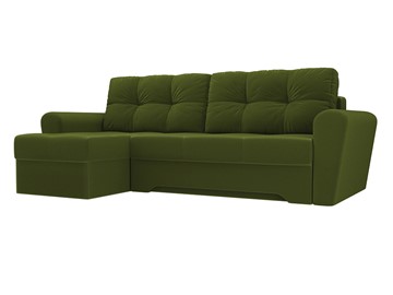 Угловой диван для гостиной Амстердам, Зеленый (микровельвет) в Магадане