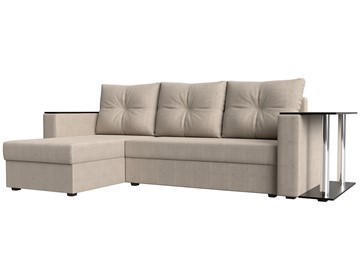 Угловой диван с оттоманкой Атланта Лайт, Бежевый (рогожка) в Магадане - предосмотр