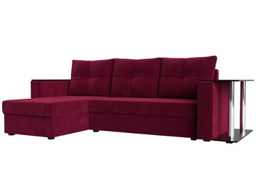 Угловой диван с оттоманкой Атланта Лайт, Бордовый (микровельвет) в Магадане
